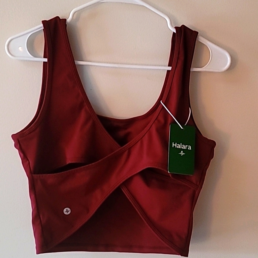 Halara Red Fitted Crop Tank Top